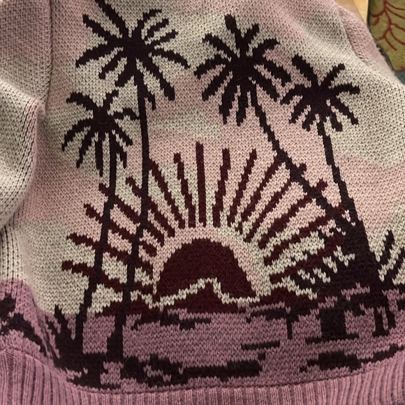 Faherty Zip Up Cardigan Palm Tree Sweater Women’s Small - Picture 7 of 7